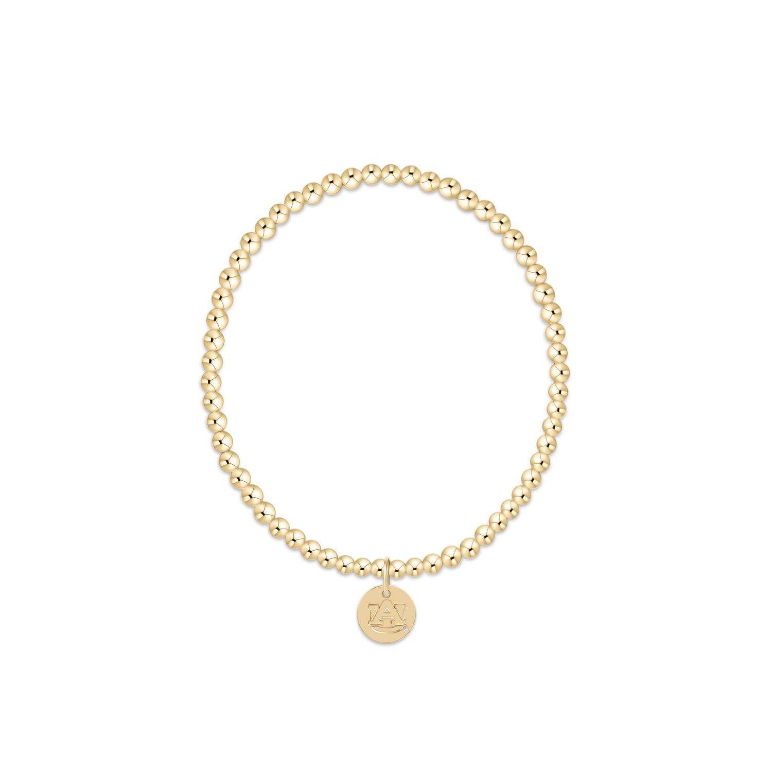 eCOLLEGIATE Classic Gold 3mm Bracelet - Auburn Disc