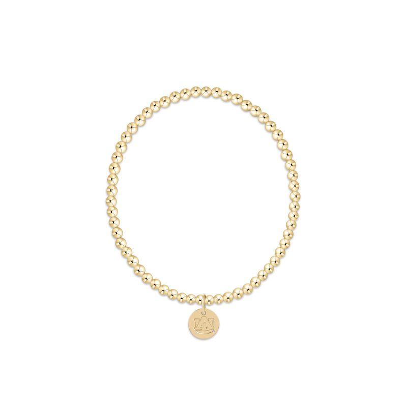 eCOLLEGIATE Classic Gold 3mm Bracelet - Auburn Disc