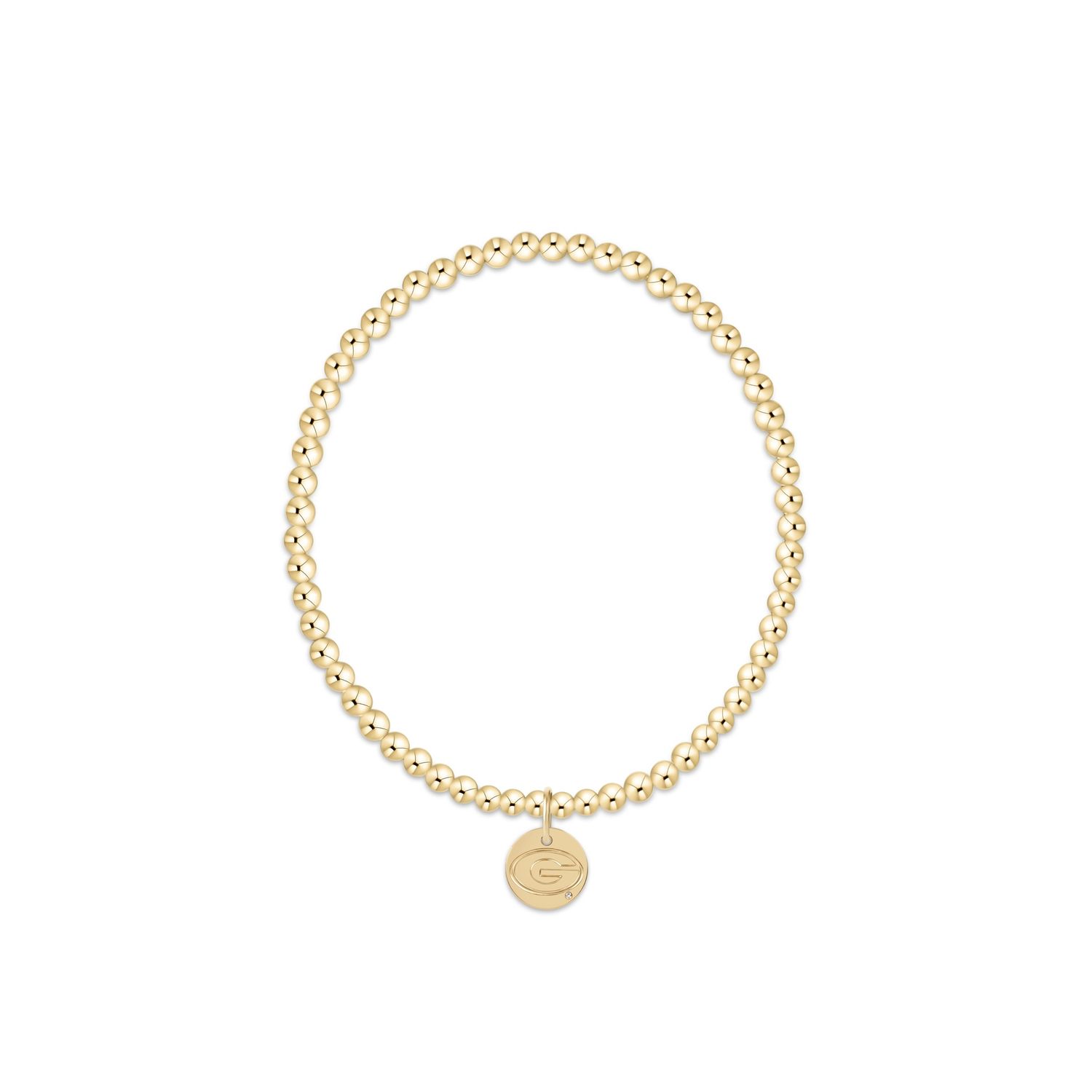 eCOLLEGIATE Classic Gold 3mm Bracelet - UGA Disc