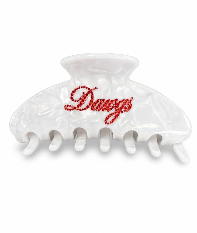 Rhinestone Claw Clip - White Dawgs