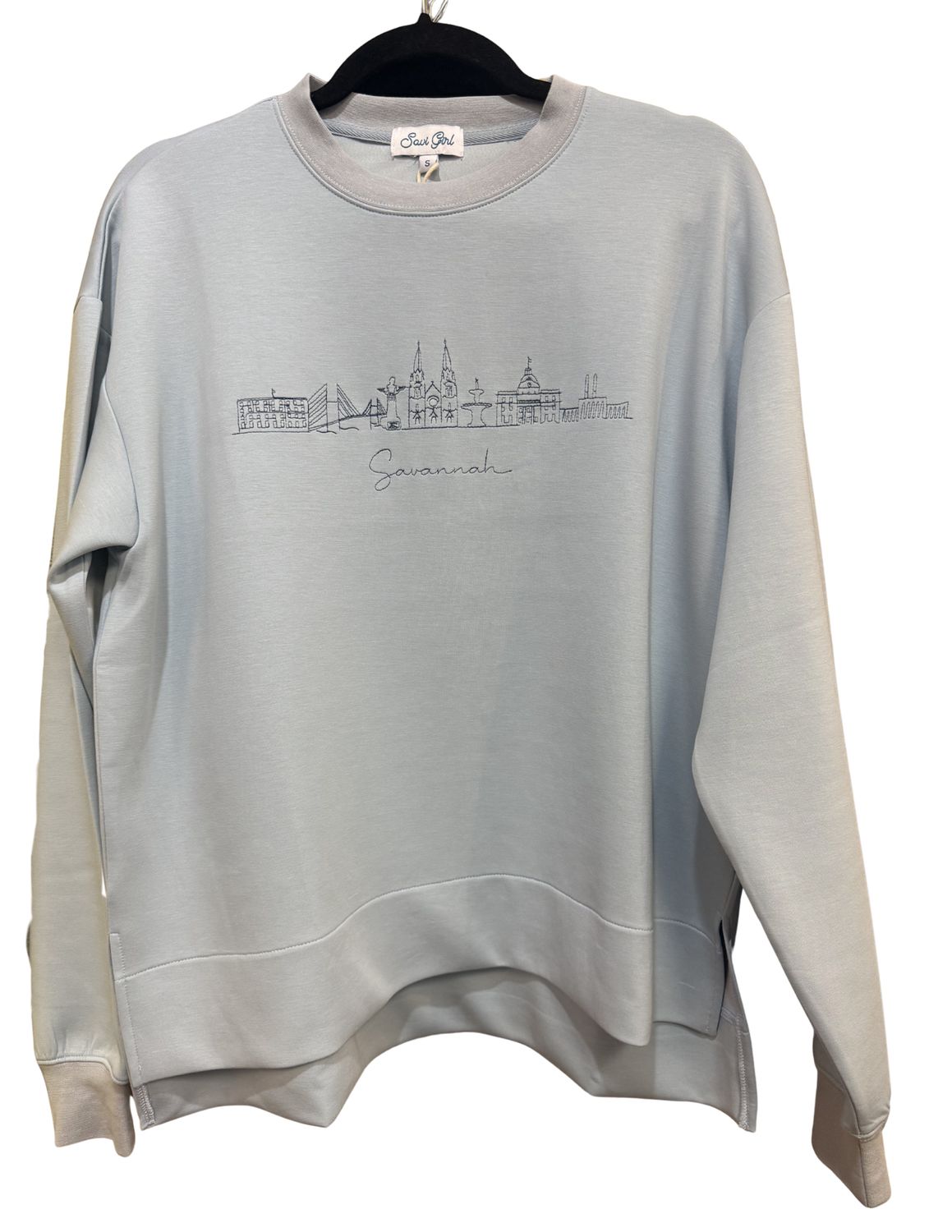 Savi Girl Savannah Skyline Crewneck, Color: Sky Blue, Size: Small