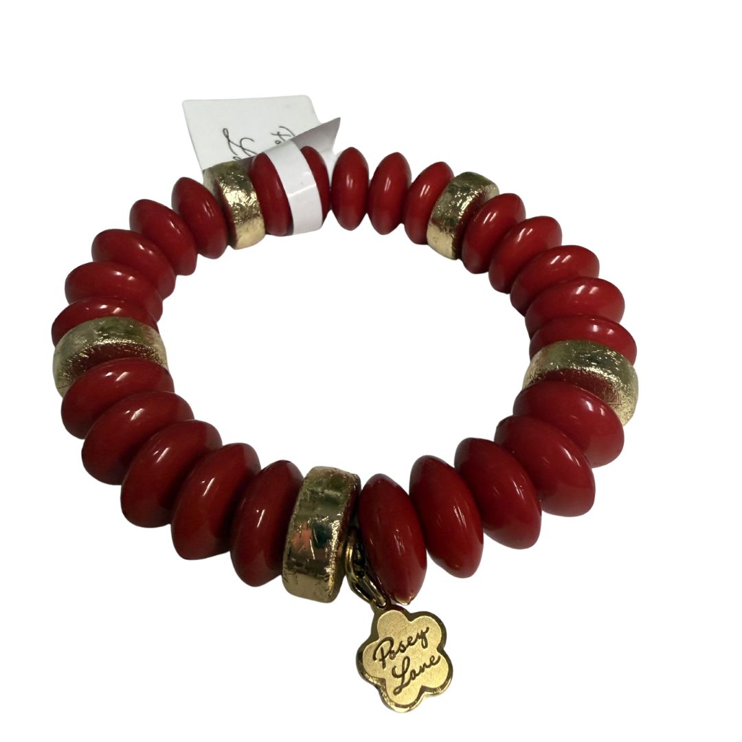 Posey Lane Candy Bead Bracelet, Color: Red