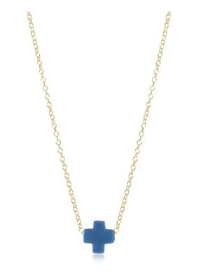 16" Necklace Gold - Signature Cross Cobalt