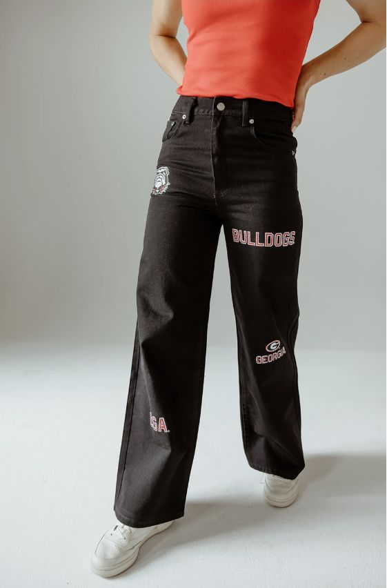 Georgia Alpha Bling Denim Wide Leg Jeans