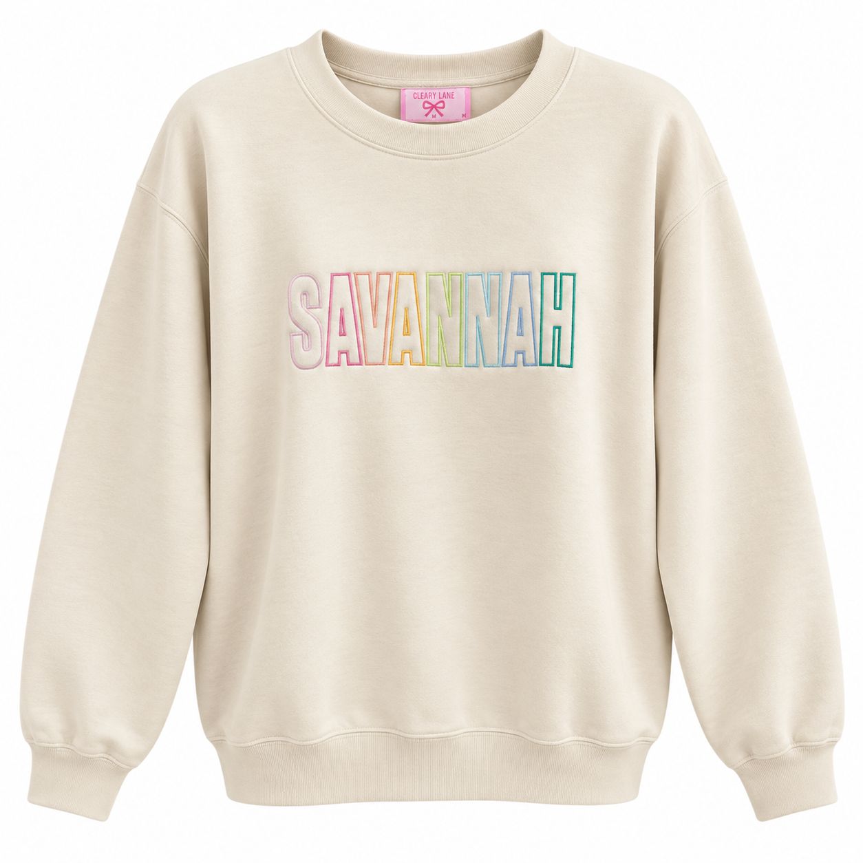 Savannah Open Word Crew Neck Sweatshirt - Ivory
