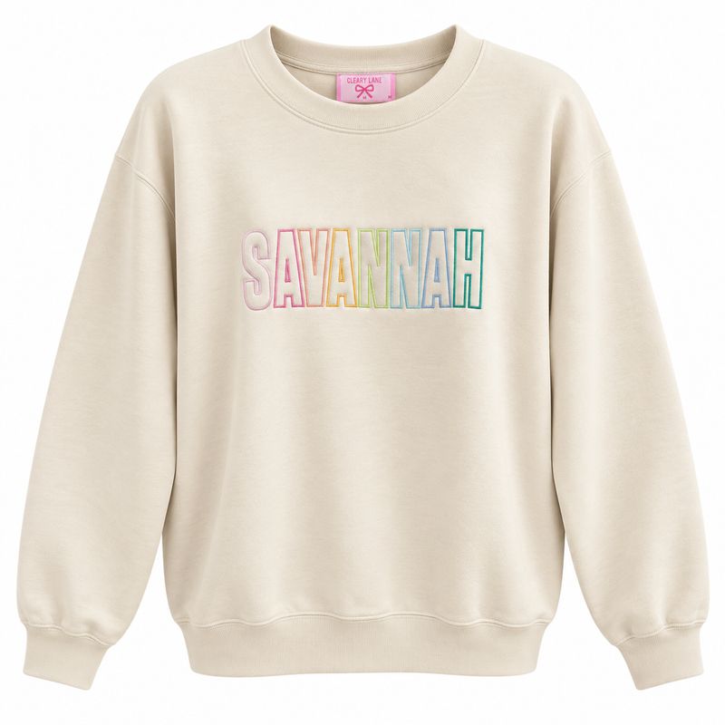 Savannah Open Word Crew Neck Sweatshirt - Ivory