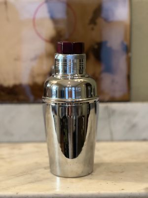 Glo-Hill Cocktail Shaker Chrome w/ Red Bakelite