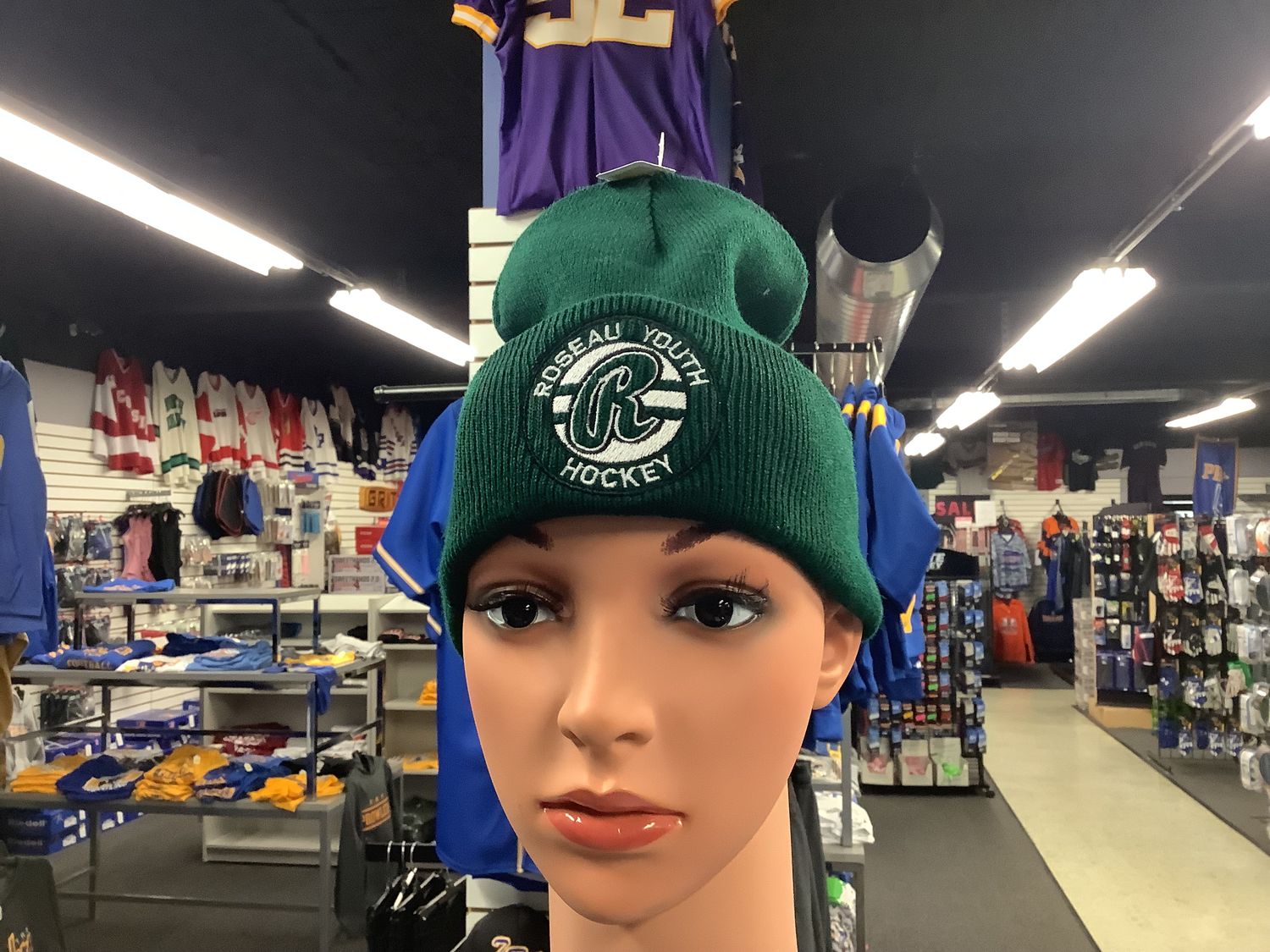 Roseau Youth Hockey Beanie OSFM, Color: Green