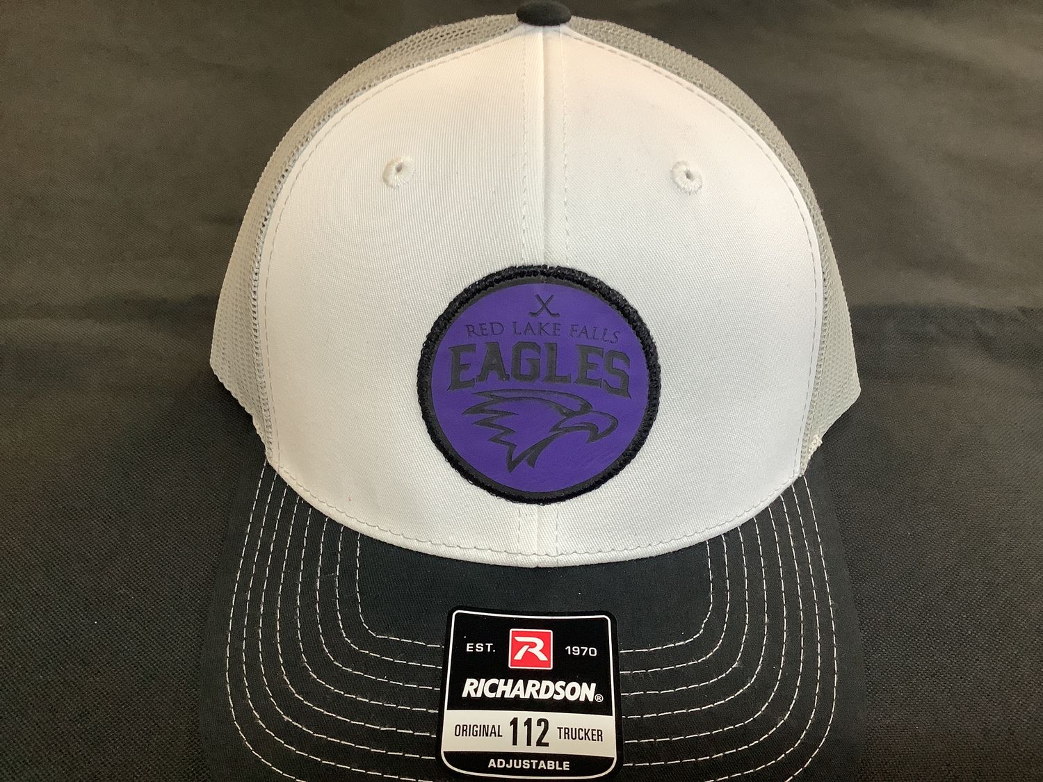 Red Lake Falls Hockey Purple Patch Snapback Hat OSFM, Color: Aluminum/White/Black