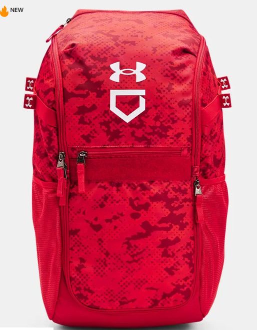 UA Utility Baseball Print Backpack, Color: Red/White 602