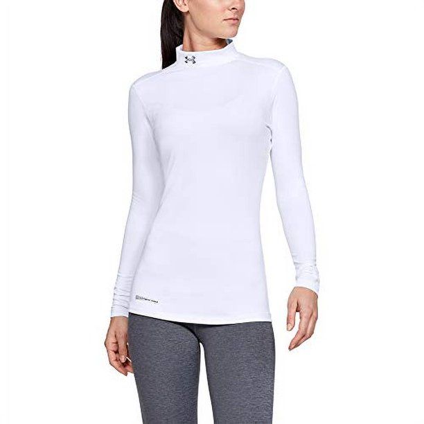 Women&#39;s ColdGear® Authentics Mock Neck, Color: White 100, Size: XS