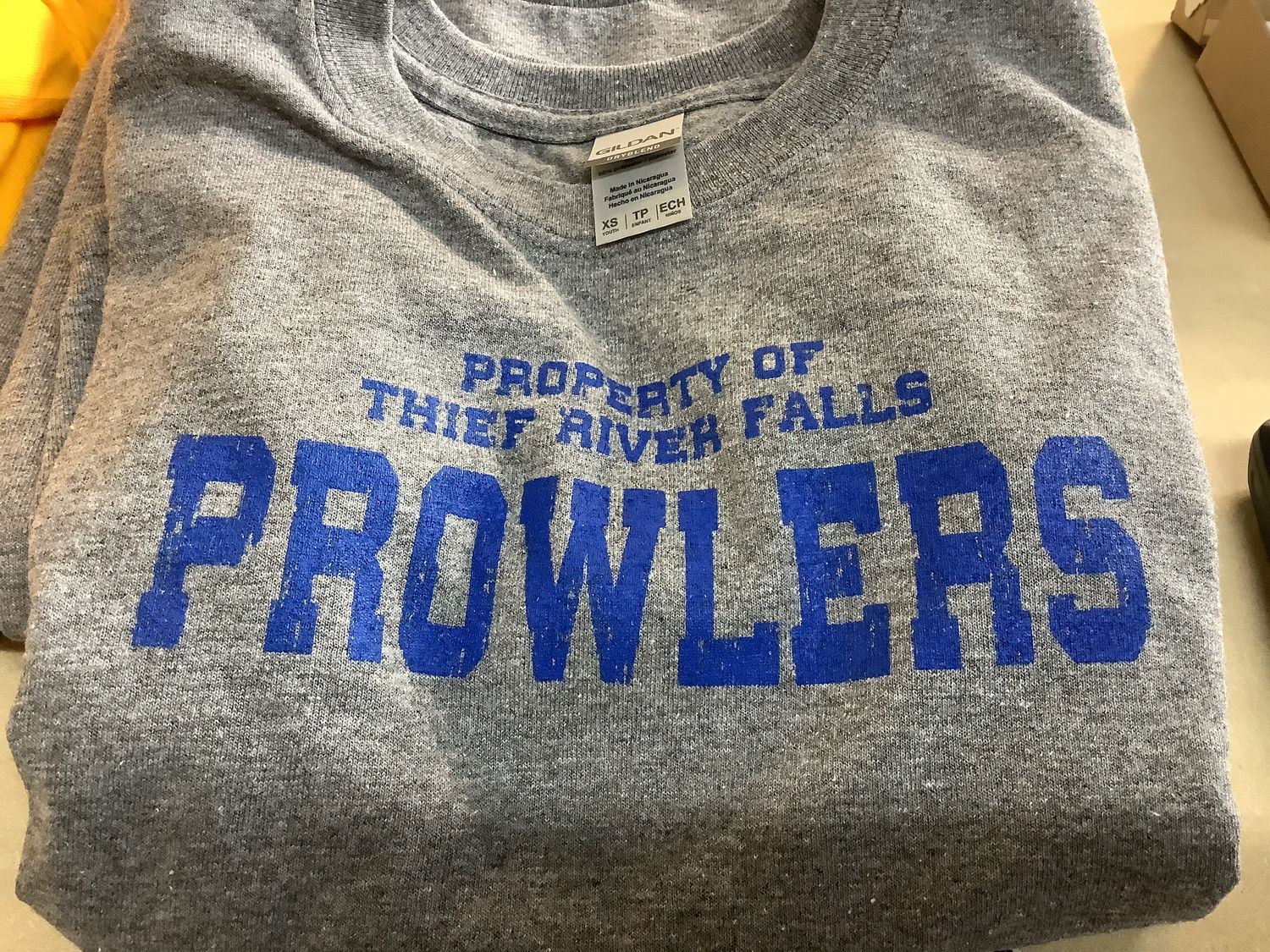 Property of Thief River Falls Prowlers Youth T-Shirts, Color: Gray, Size: XS