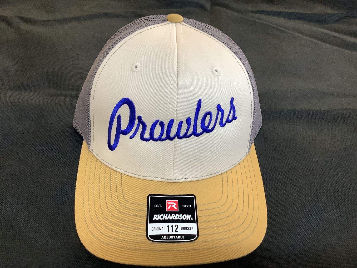Prowler Script Font Embroidery 112 Snapback OSFM, Color: Mink/Beige/Charcoal