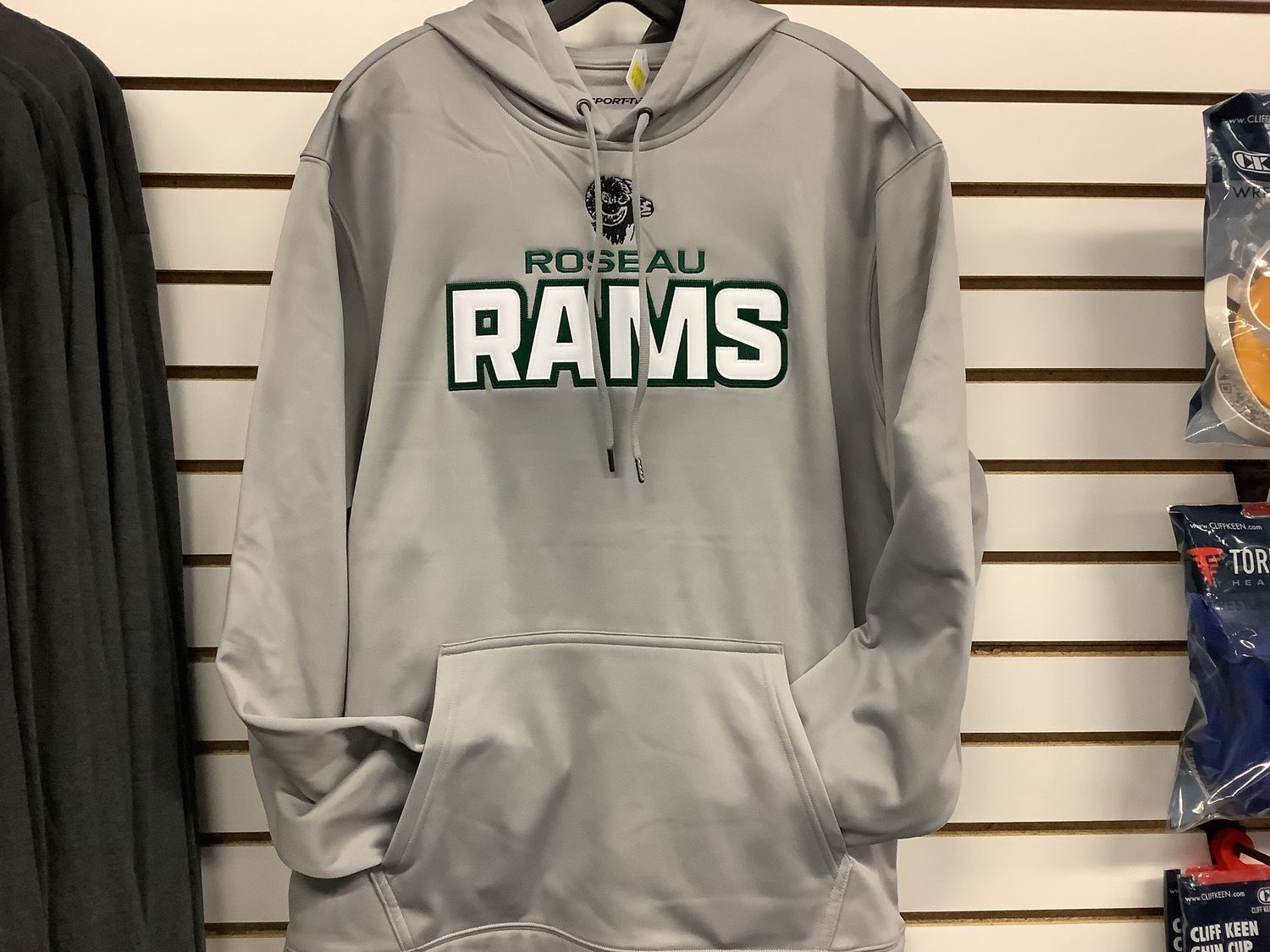 Roseau Rams Adult Sport-Tek® Sport-Wick® Fleece Hooded Pullover, Size: Small