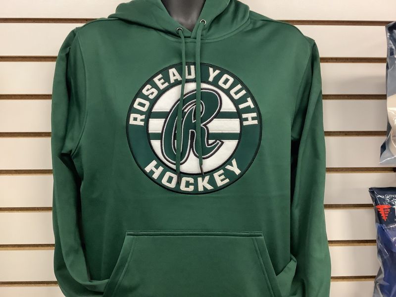 Roseau Youth Hockey Twill Logo Adult Sport-Wick Fleece Hoody
