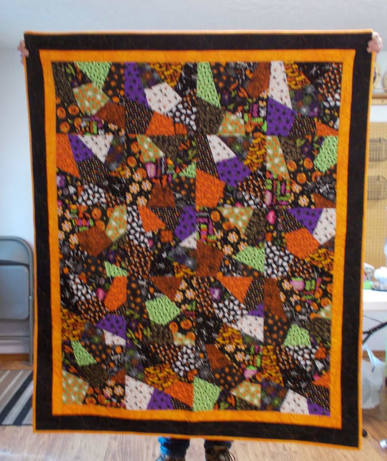 Halloween Crazy Quilt Top