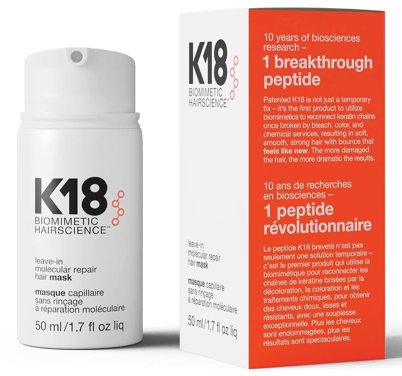 K18 Leave-In Molecular Hair Mask, Repairs Dry or Damaged Hair, Reverse Hair Damage from Bleach, Color, Chemical Services &amp; Heat
