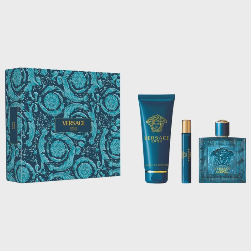 Versace Men&#39;s Eros Parfum Gift Set - Parfum 3.3 oz + 10ml Parfum + 5.1 oz Shower Gel