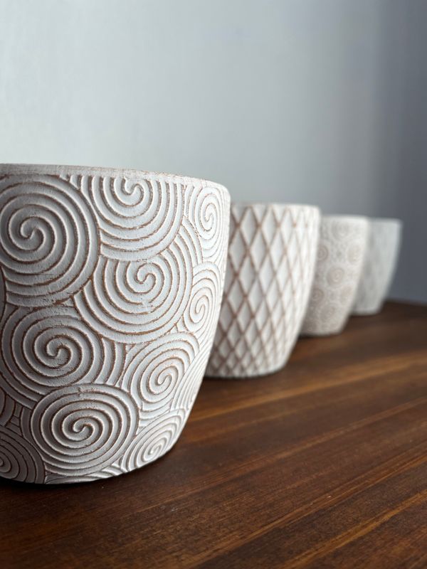 Set maceta cerámica blanca x4