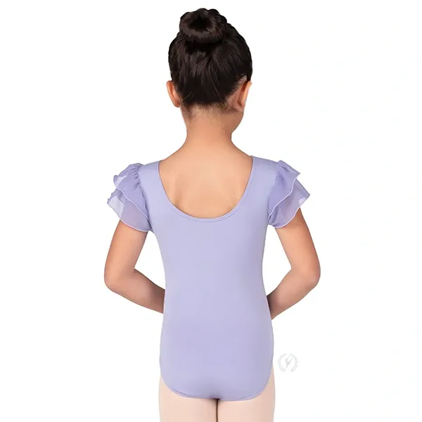 4142, Girls Mesh Flutter Sleeve Leo
