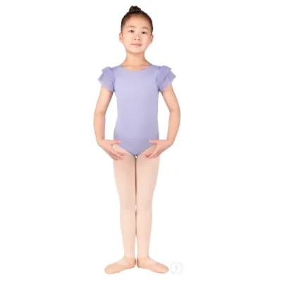 4142, Girls Mesh Flutter Sleeve Leo