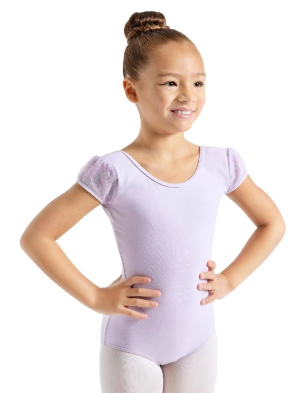 11886C Girls Sprinkle Puff Sleeve Leotard