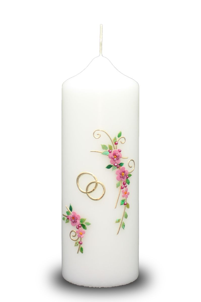 Hochzeitskerze mit floralen Verzierungen