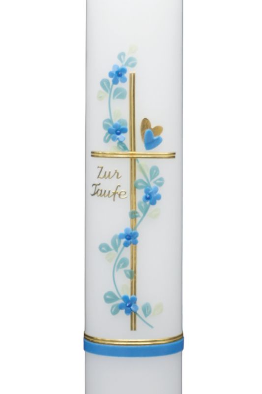 Taufkerze „Blumenranke Blau“