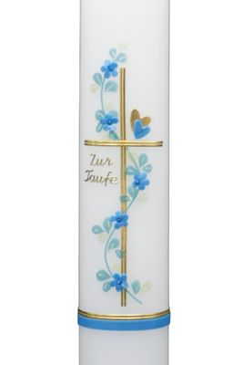 Taufkerze „Blumenranke Blau“