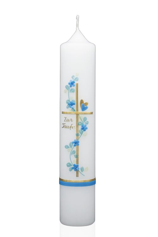 Taufkerze „Blumenranke Blau“
