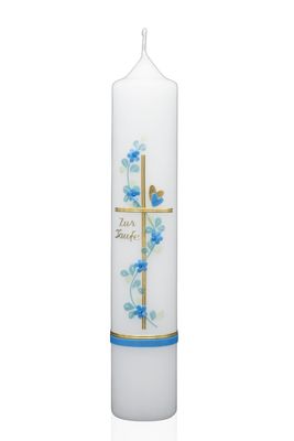 Taufkerze „Blumenranke Blau“ Taufkerze „Blumenranke Blau“