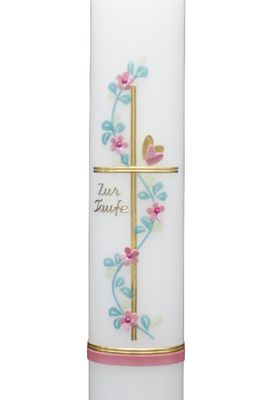 Taufkerze „Blumenranke Rosa“