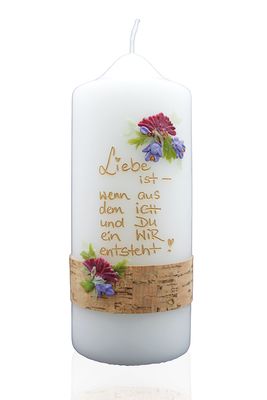 Geschenkkerze „Wenn aus Ich & Du ein Wir entsteht“ Geschenkkerze „Wenn aus Ich & Du ein Wir entsteht“