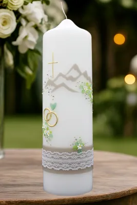 Hochzeitskerze „Bergliebe & Edelweiß“