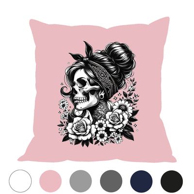 Kissenbezug | Totenkopf-Frau-Stil trifft Statement
