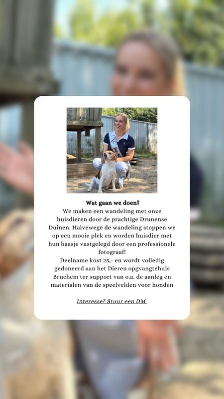 DIERENDAG! Charity event: hondenwandeling + fotoshoot - 4 oktober 2025 - Loonse Druisen Duinen