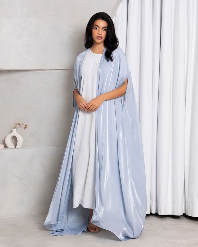Moondance – Abaya in Iridescent Sky-Blue Organza Chiffon Moondance – Abaya in Iridescent Sky-Blue Organza Chiffon