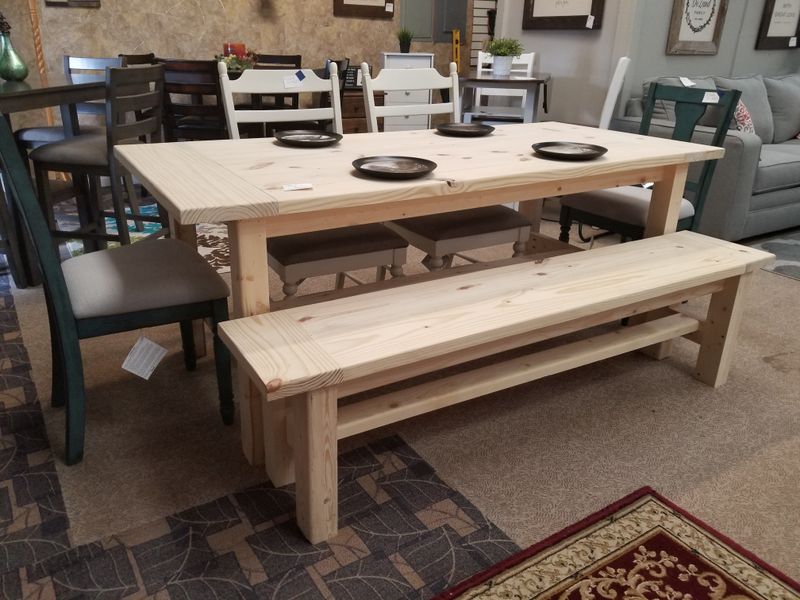 Farmhouse Table, Bench / No Bench: w/ Bench, Color: Unfinished