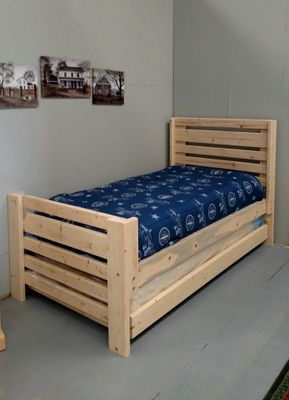 Plank W/ Trundle Style Bed, Color: Unfinished, Size: Twin