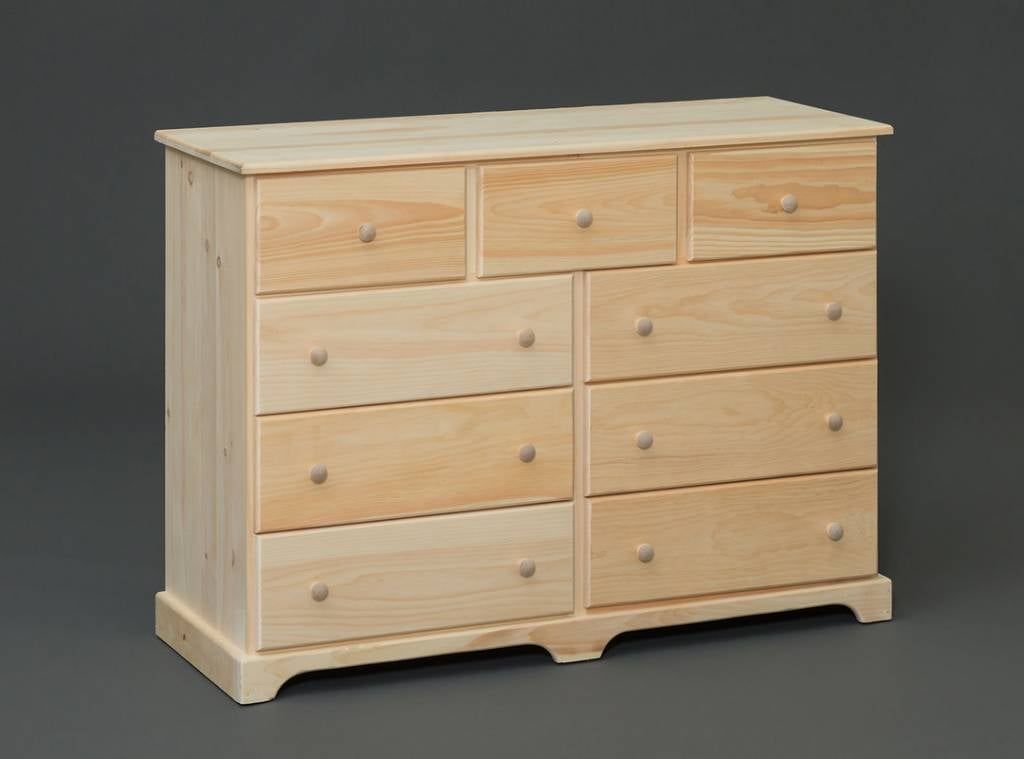 Valley Pine 9-Drawer Dresser - Unfinished