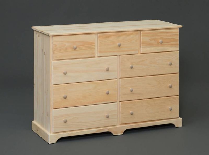 Valley Pine 9-Drawer Dresser - Unfinished