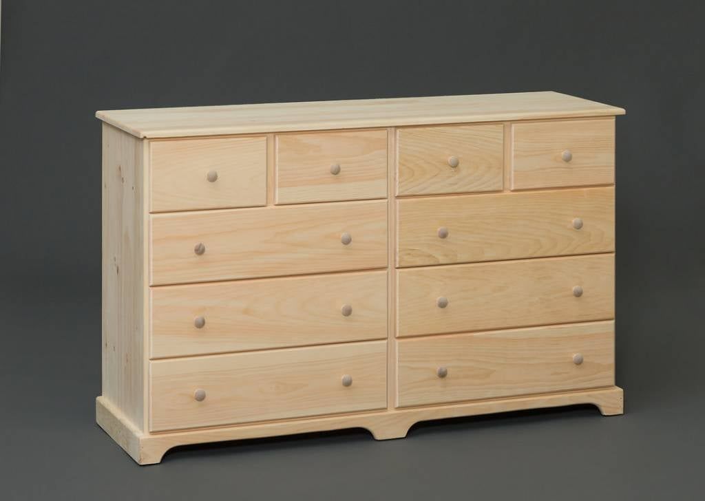 Valley Pine 10-Drawer Dresser - Unfinished