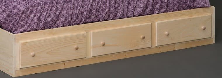 Captain&#39;s Drawers: 3 drawer storage unfinished (3 drawers on 1 side)