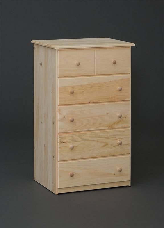 Simple Pine 5-Drawer Small Chest - Unfinished