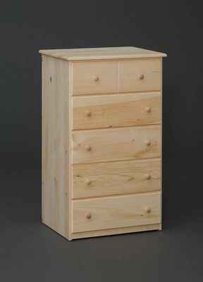 Simple Pine 5-Drawer Small Chest - Unfinished