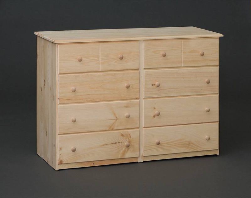 Simple Pine 8-Drawer Dresser w/ Full Ext Glides - Unfinished