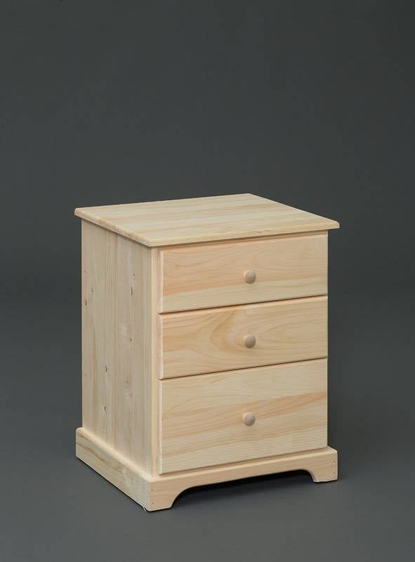 Valley Pine 3-Drawer Nightstand - Unfinished