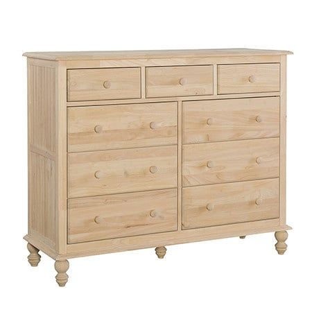 Cottage 9 Drawer Dresser Unfinished
