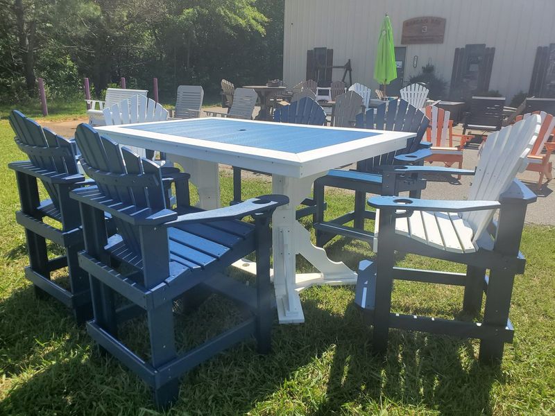 44&quot; x 72&quot; Rectangular  Outdoor Counter-Height Table  w/ 6 Stationary Captain&#39;s Chairs