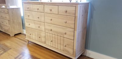 Cottage 10-Drawer Dresser - Unfinished